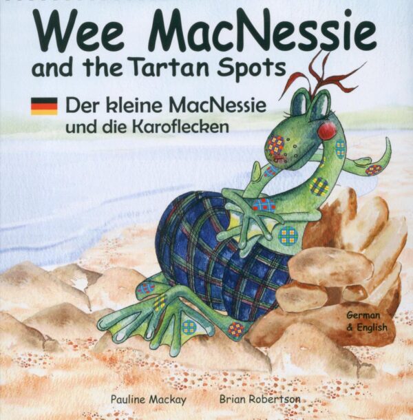 Wee MacNessie and the Tartan Spots in English and German picture book cover